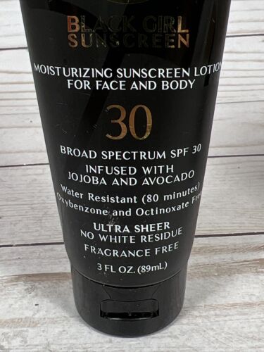 Black Girl Sunscreen SPF 30 Jojoba & Avocado Ultra Sheer Unscented protection