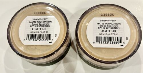 2x NEW BareMinerals Original Matte Loose Mineral Foundation SPF 15 Light 08