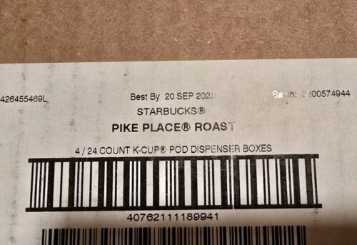 Starbucks K-Cup Coffee Pods Medium Roast Pike Place 96 Count BB 09/20/25