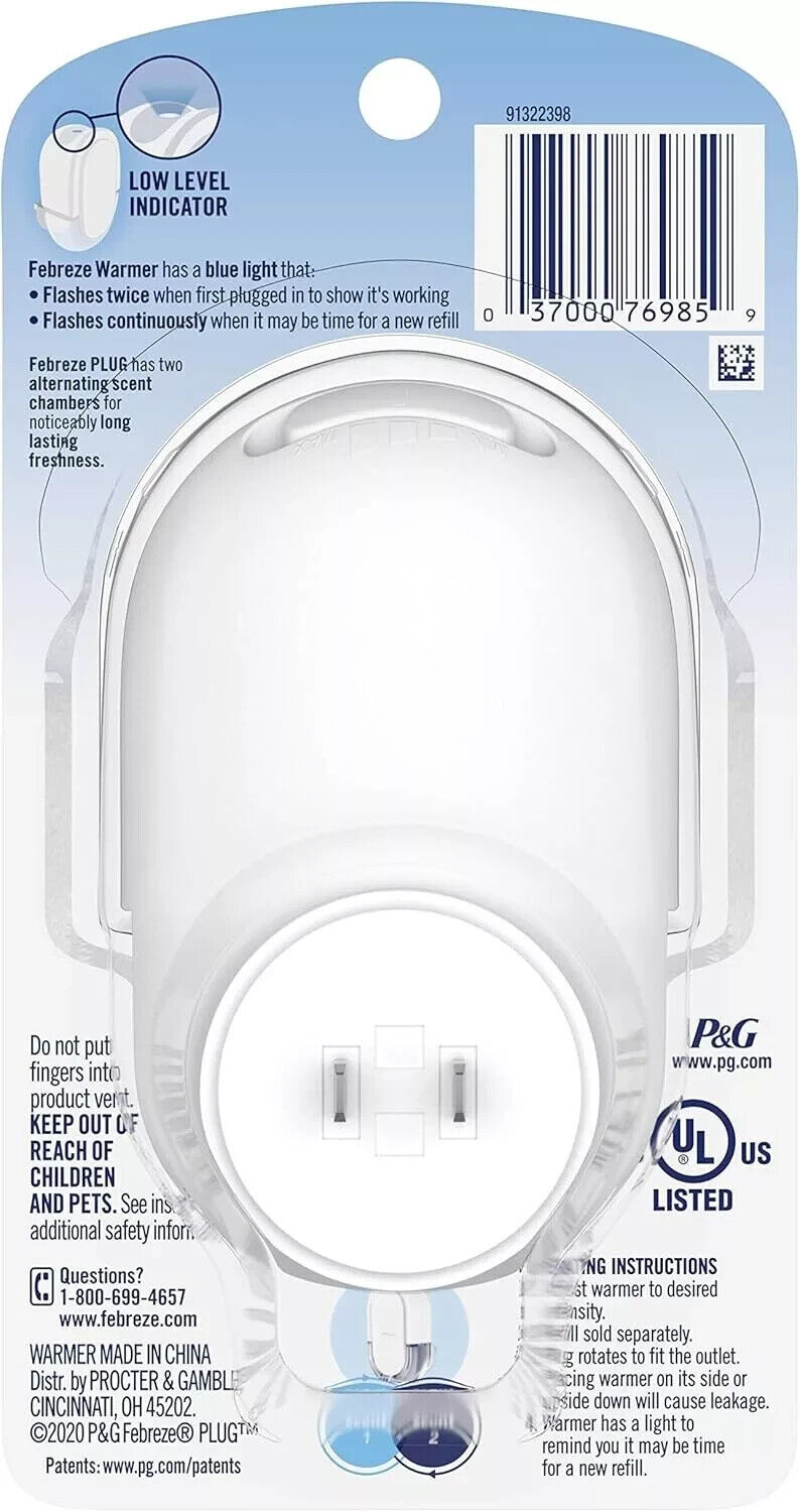 Febreze Plug In Air Freshener Fade Defy Plugs, Scented Oil Warmer, (Pack of 4)