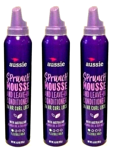 (3 Pack) Aussie - Sprunch MOUSSE Flexible Hold & Leave In Conditioner - 6.8 oz