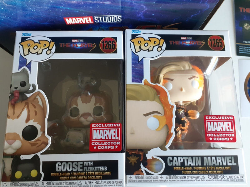 Funko Marvel Collector Corps Exclusive Box THE MARVELS, 2 Pops, Pin & TShirt New