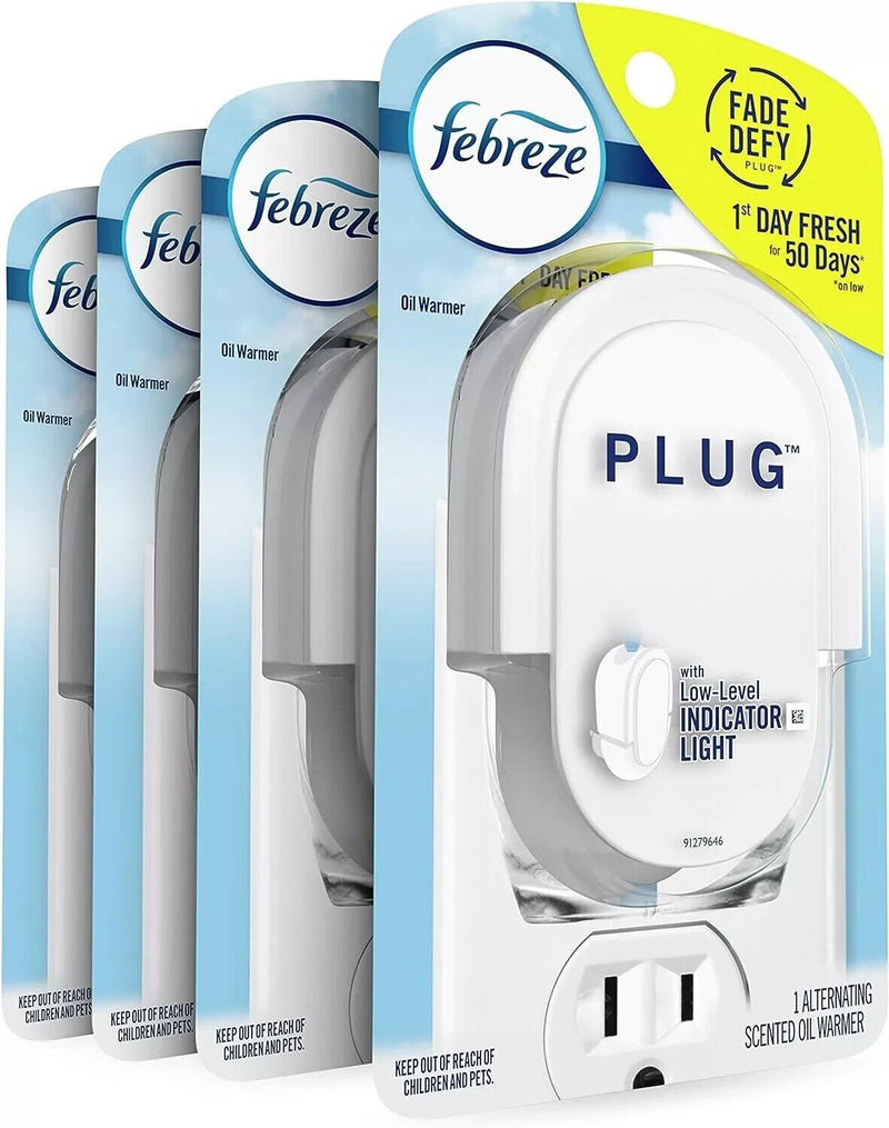 Febreze Plug In Air Freshener Fade Defy Plugs, Scented Oil Warmer, (Pack of 4)