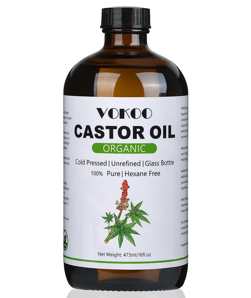 ORGANIC Castor Oil Cold Pressed Unrefined Glass Bottle Wellness 16 Fl Oz NEW