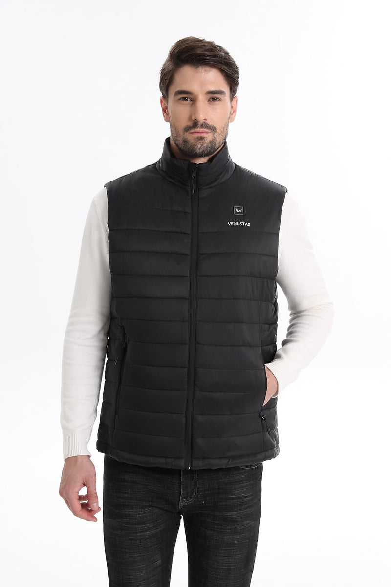 Venustas Men's Heated Vest with Battery, Up to 20 Hours of Warmth, Winter Quilted Vest for Outdoor (Black, M) - Like New