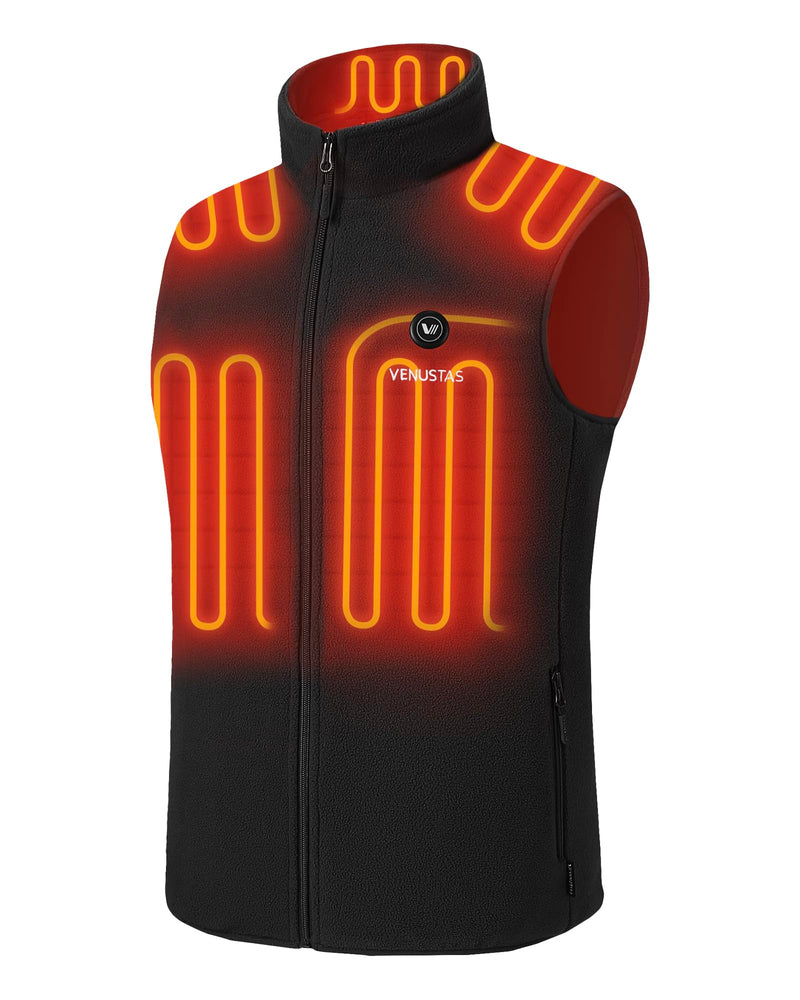 Venustas Men's Fleece Heated Vest with Battery, Lightweight Insulated Electric Vest Small