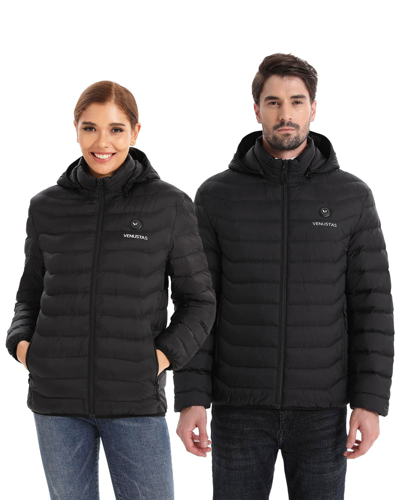 Venustas Unisex Heated Jacket with Battery, Heated Coat for Women and Men (Black,XL)