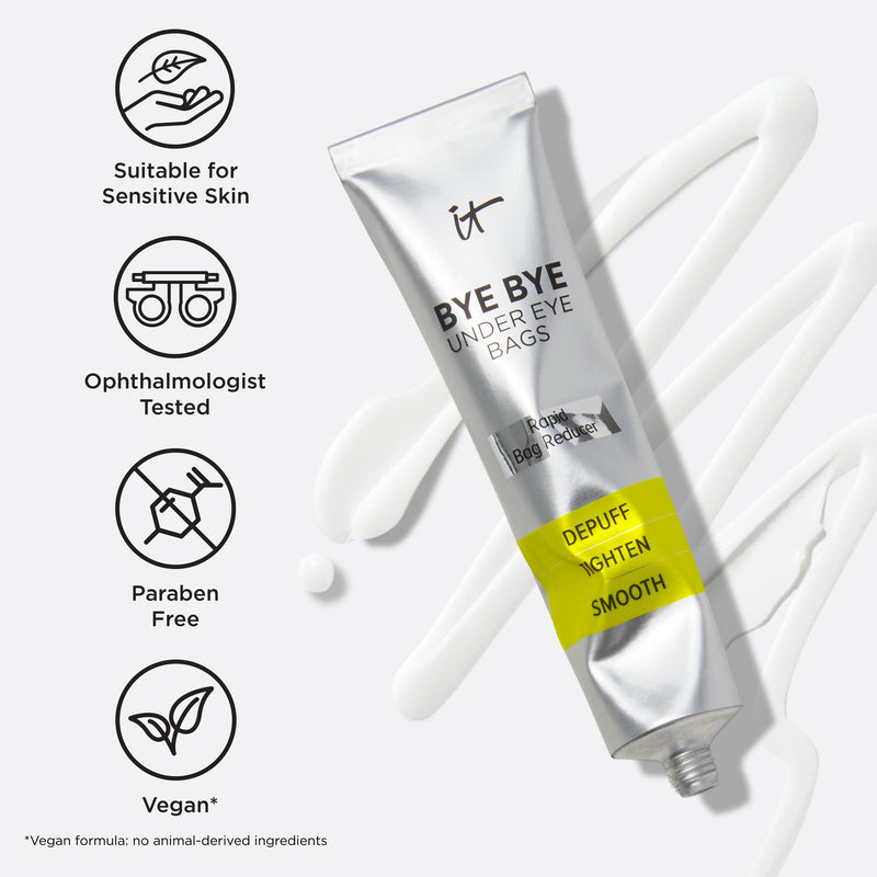 IT Cosmetics Bye Bye Under Eye Bags Daytime Treatment – Depuffs, Tightens, Smooths & Reduces Look of Wrinkles & Fine Lines – All Skin Tones – Comfortable on Bare Skin or Over Makeup - 0.5 Fl. Oz