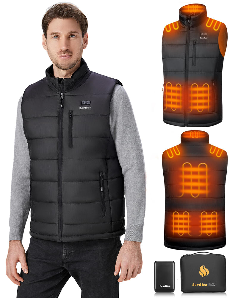 Sevdiea Men's Heated Vest with 7.4V 16000 mAh Battery Pack, Lightweight Warm Heating Vest Winter Coat Fishing Vest-L Size