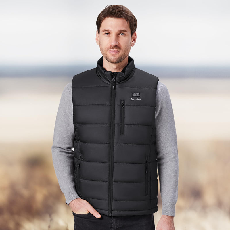 Sevdiea Men's Heated Vest with 7.4V 16000 mAh Battery Pack, Lightweight Warm Heating Vest Winter Coat Fishing Vest-L Size