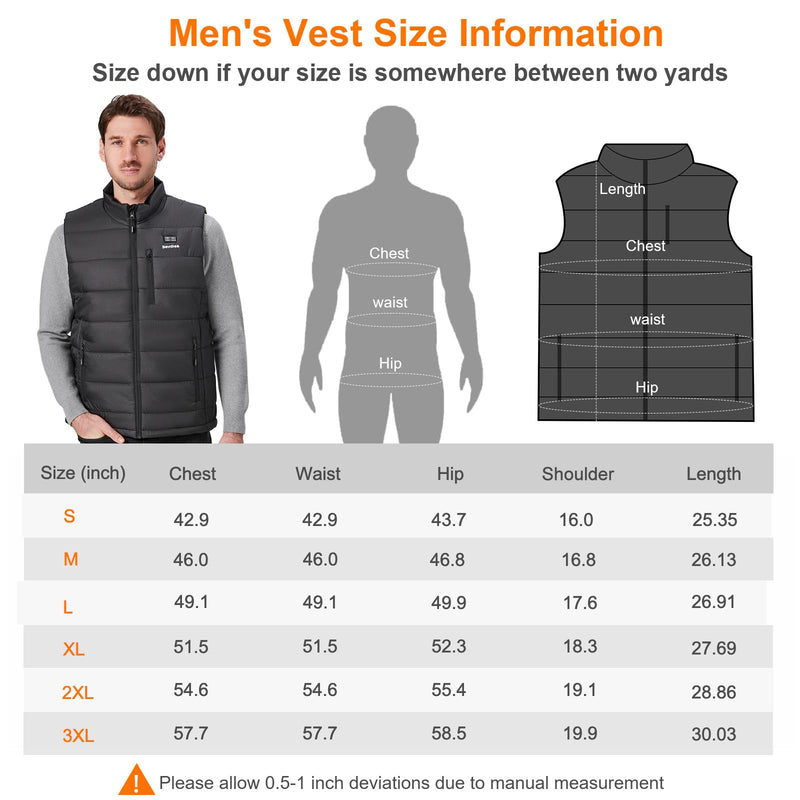 Sevdiea Men's Heated Vest with 7.4V 16000 mAh Battery Pack, Lightweight Warm Heating Vest Winter Coat Fishing Vest-L Size