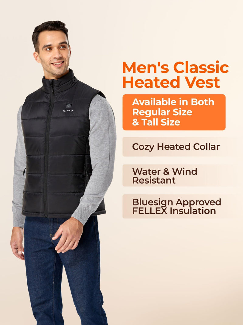 ORORO Men's Lightweight Heated Vest with Battery Pack (Black,3XL)