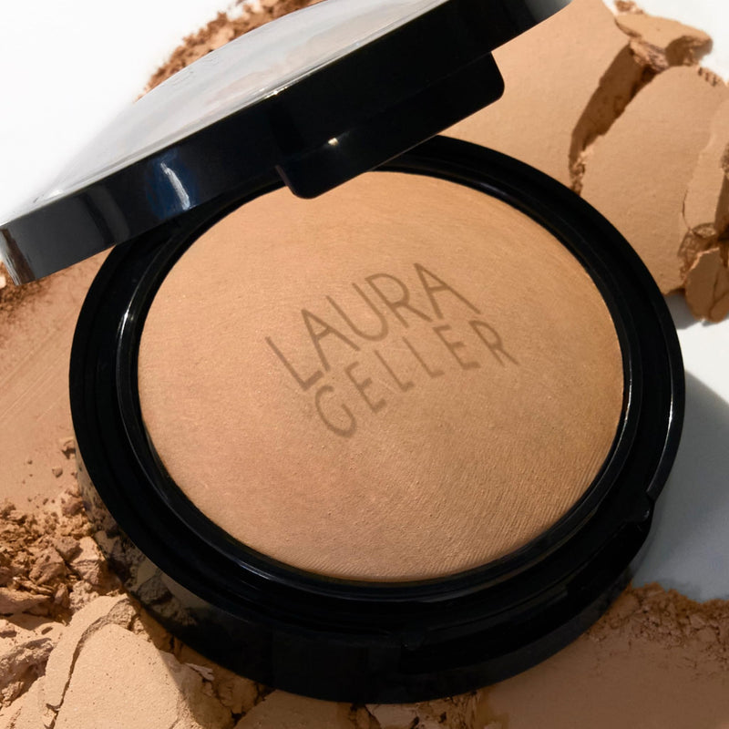 LAURA GELLER Double Take Baked Powder Foundation - Light - Buildable Medium to Full Coverage - Matte Finish