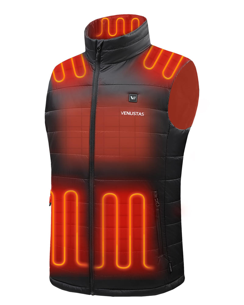 Venustas Men's Heated Vest with Battery, Up to 20 Hours of Warmth, Winter Quilted Vest for Outdoor (Black, M) - Like New