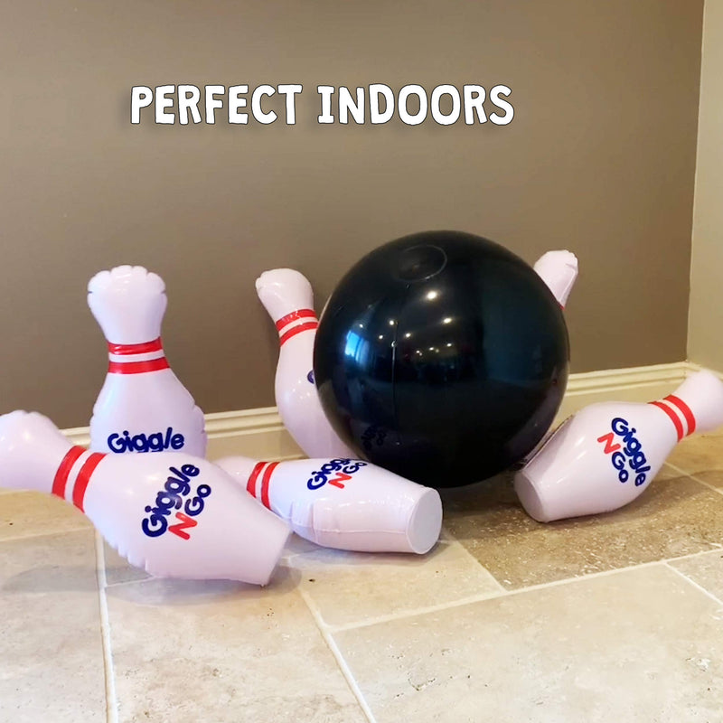 Giggle N Go Toddler Mini Bowling Set - Toddler Games Like Our Inflatable Bowling Game are a Safe Option as Toddler Toys for Boys and Girls Aged 3 and Above - Easy 2 Minute Set-Up