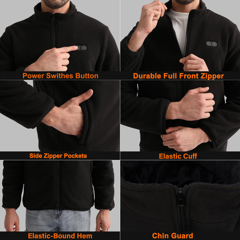 Heated Apparel Heated Jackets for Men with Battery Pack Included (Black,XL) - Like New