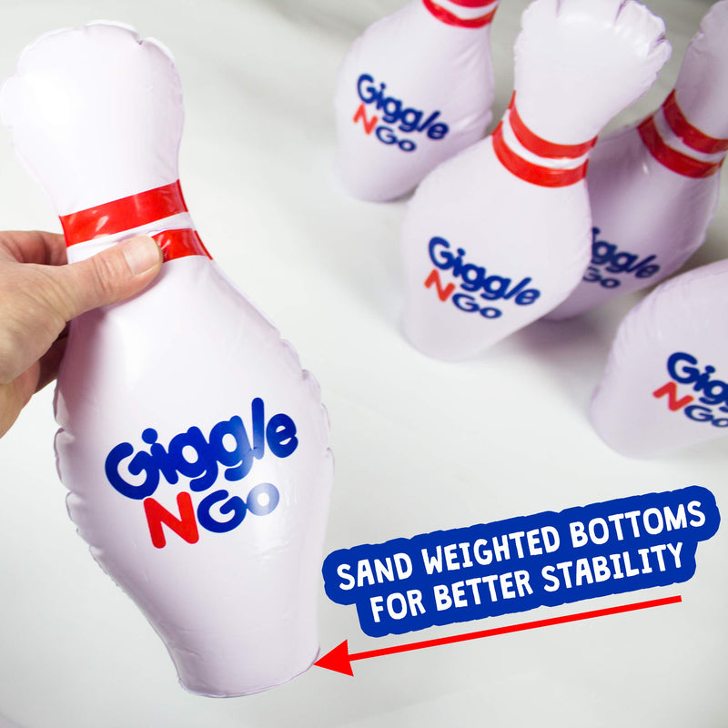 Giggle N Go Toddler Mini Bowling Set - Toddler Games Like Our Inflatable Bowling Game are a Safe Option as Toddler Toys for Boys and Girls Aged 3 and Above - Easy 2 Minute Set-Up