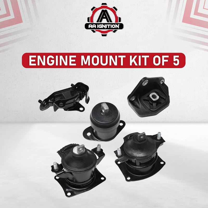 Engine Motor and Transmission Mount Set of 5 - Fits Acura TL 3.2L Automatic Transmission - Replaces A4526, A4517, A4527, A4544, A4524 - Front, Front Right, Left, Rear, Transmission Mount