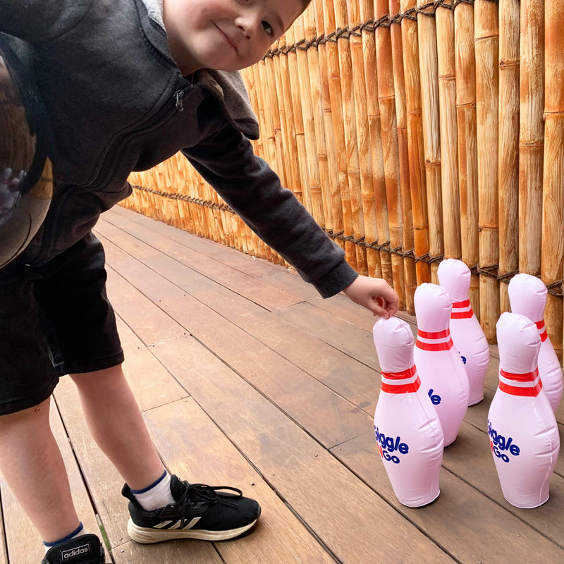 Giggle N Go Toddler Mini Bowling Set - Toddler Games Like Our Inflatable Bowling Game are a Safe Option as Toddler Toys for Boys and Girls Aged 3 and Above - Easy 2 Minute Set-Up