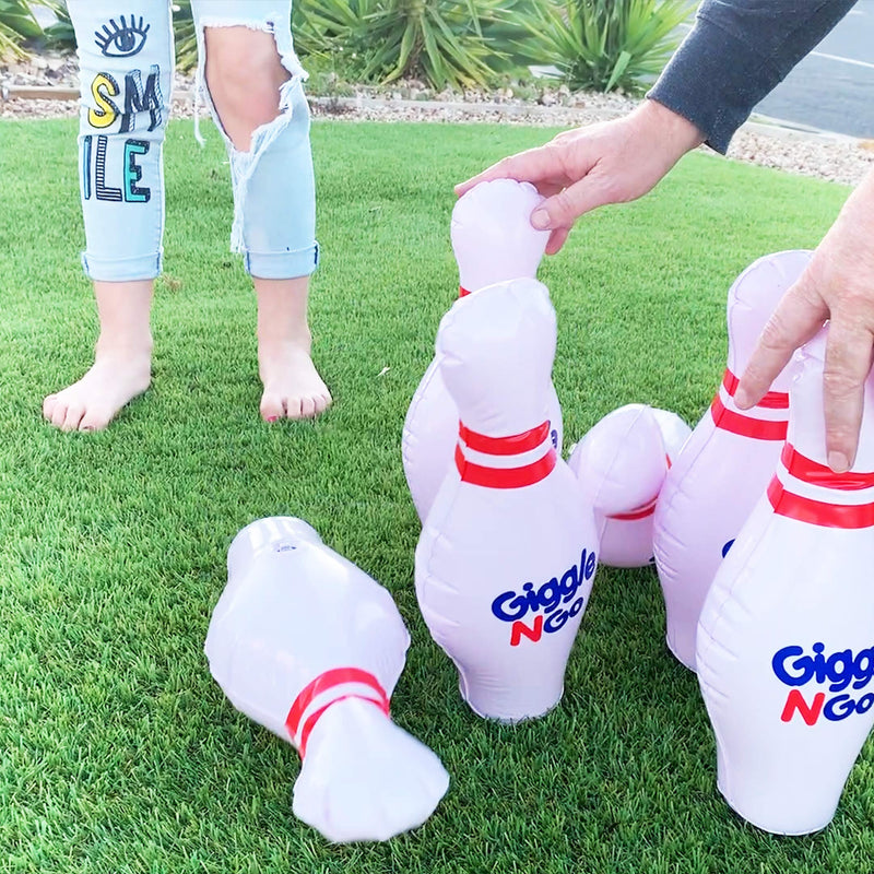 Giggle N Go Toddler Mini Bowling Set - Toddler Games Like Our Inflatable Bowling Game are a Safe Option as Toddler Toys for Boys and Girls Aged 3 and Above - Easy 2 Minute Set-Up