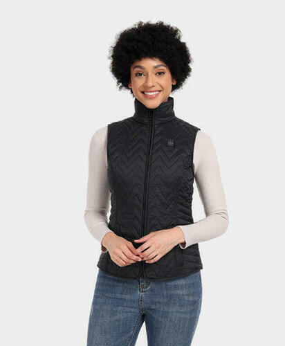 ORORO 4-zone Chevron Quilted Heated Vest for Women, Lightweight Quilted Heating Vest with Battery Pack (Black,L) - Like New