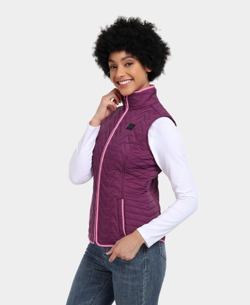 ORORO 4-zone Chevron Quilted Heated Vest for Women, Lightweight Quilted Heating Vest with Battery Pack (Purple,M) - Like New