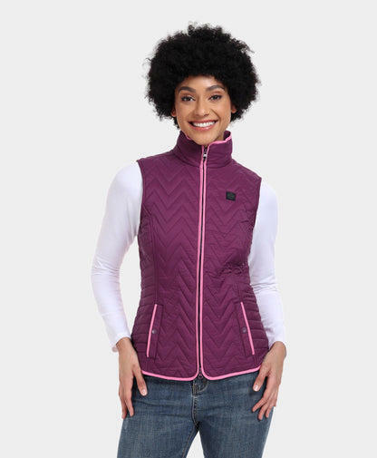 ORORO 4-zone Chevron Quilted Heated Vest for Women, Lightweight Quilted Heating Vest with Battery Pack (Purple,M) - Like New