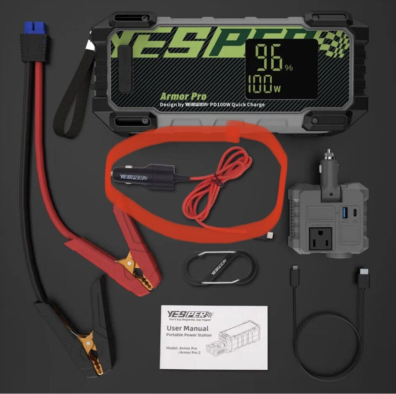 🔋YESPER Portable Power Station 240Wh Jump Starter 2500A Power Box Battery Bank