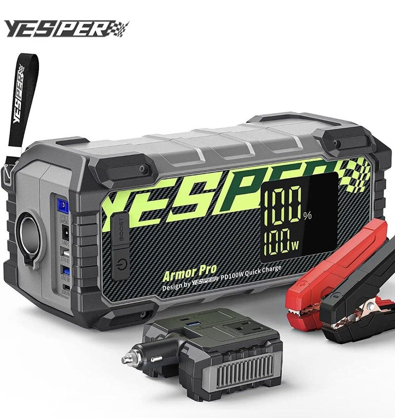 🔋YESPER Portable Power Station 240Wh Jump Starter 2500A Power Box Battery Bank